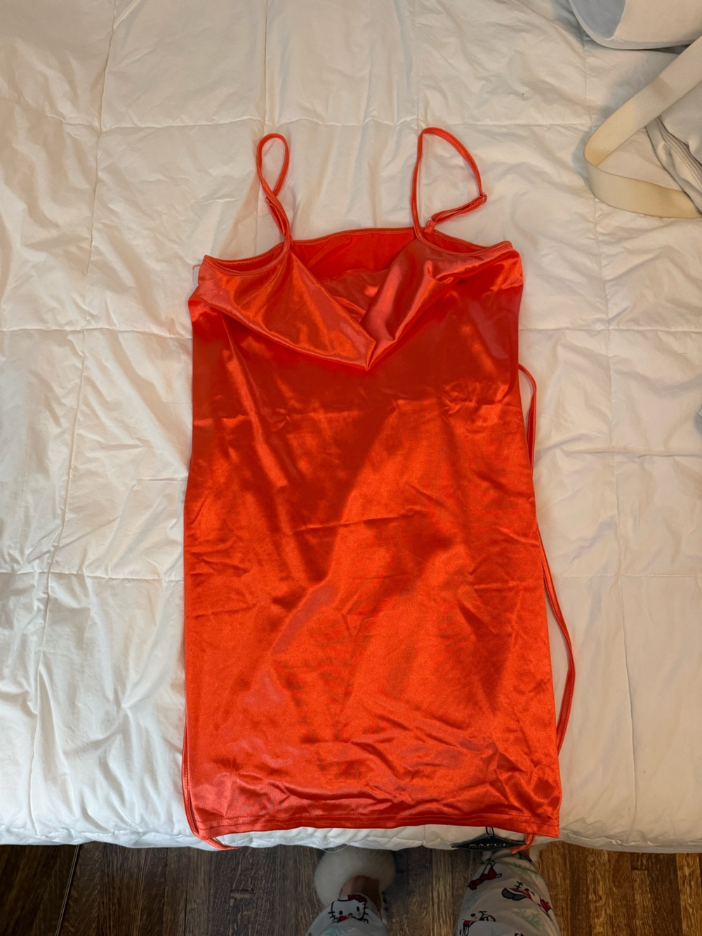 Satin Slip Dress - Vibrant Orange